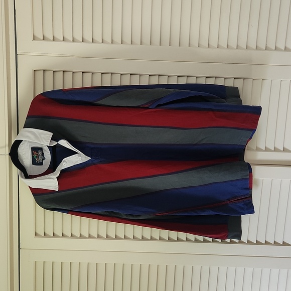 Lands' End Other - Lands End VTG 90s Cotton Striped Rugby Shirt Tall Large (42-44) Blue Green Red